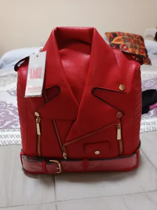 Mochila Roja Estilo Chaqueta Motera