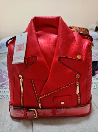 Mochila Roja Estilo Chaqueta Motera