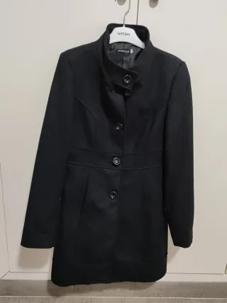 Abrigo de paño negro mujer