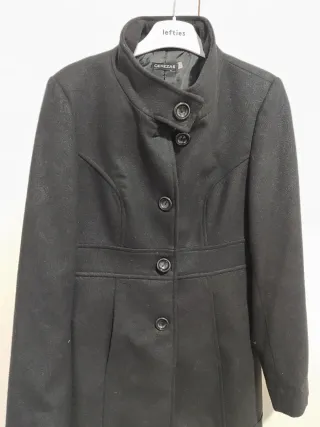 Abrigo de paño negro mujer