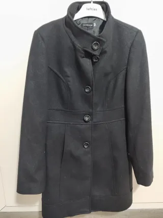 Abrigo de paño negro mujer