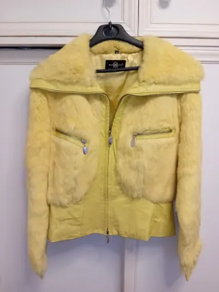 Chaqueta Marc Mucci de Pelo y Cuero Amarillo Tall
