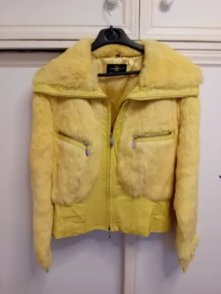 Chaqueta Marc Mucci de Pelo y Cuero Amarillo Tall