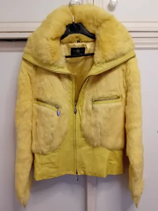 Chaqueta Marc Mucci de Pelo y Cuero Amarillo Tall