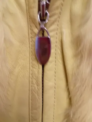 Chaqueta Marc Mucci de Pelo y Cuero Amarillo Tall