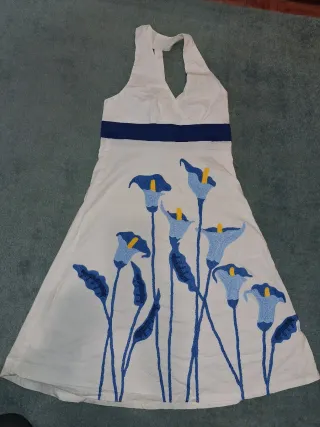 Vestido Halter Estampado Rayas y Flores