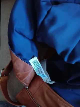 Cazadora Biker Piel Marrón Stradivarius.