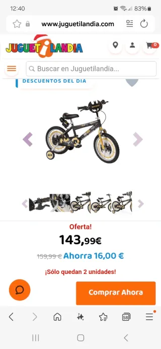 Bicicleta Batman infantil 16 pulgadas