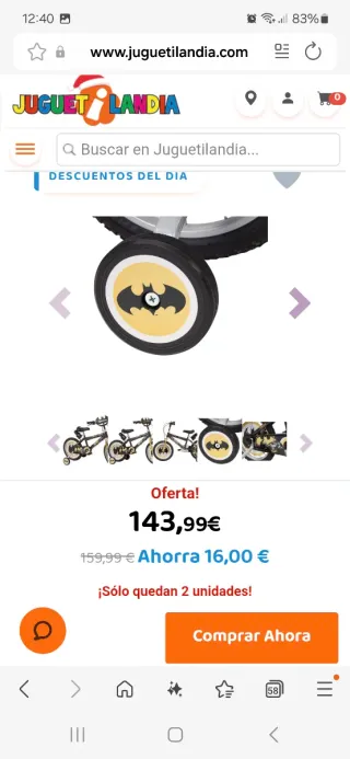 Bicicleta Batman infantil 16 pulgadas