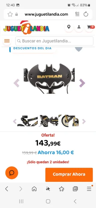 Bicicleta Batman infantil 16 pulgadas