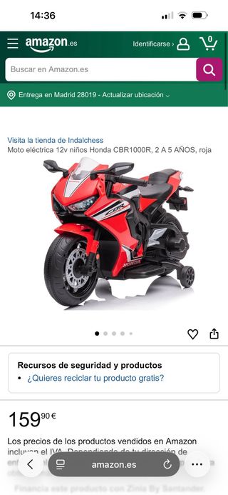 Moto Eléctrica Infantil Honda CBR 1000RR Roja