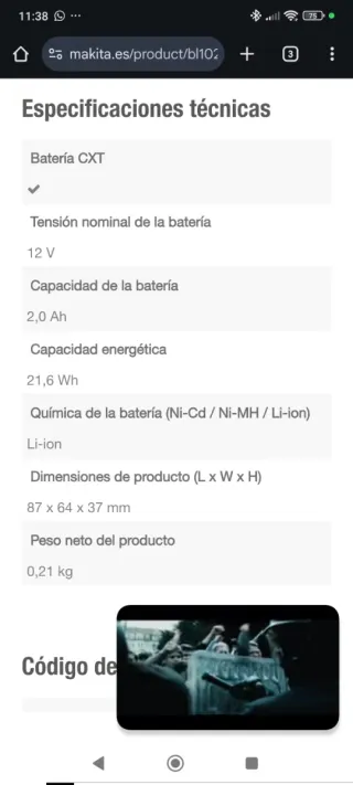 Cargador y Batería Makita 12V DC10SB