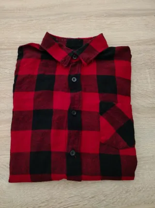 Camicia a scacchi in flanella rossa e nera