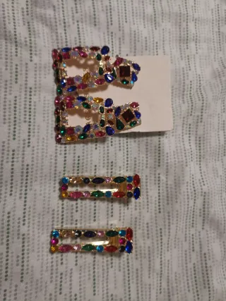 Conjunto pendientes y horquillas joya