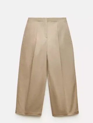Pantalón Zara balloon algodón beige