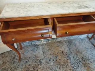 Consola antigua mármol y madera