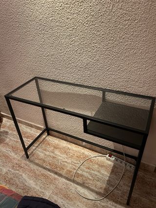 Mesa consola cristal y metal negra