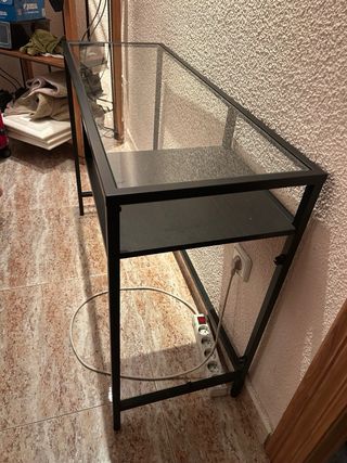 Mesa consola cristal y metal negra