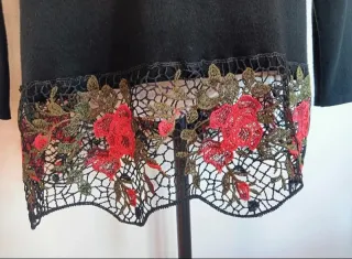 Cardigan nero cashmere seta pizzo