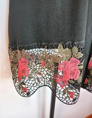 Cardigan nero cashmere seta pizzo