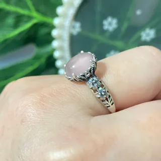 Anillo Plata Cuarzo Rosa Natural