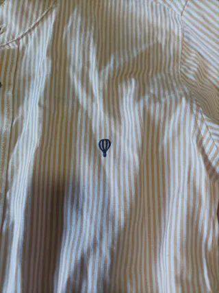 Camisa  Beige y Rallas maranjita