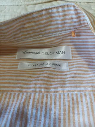 Camisa  Beige y Rallas maranjita