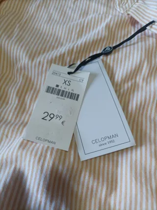 Camisa  Beige y Rallas maranjita