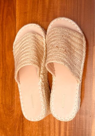 Sandali zeppa corda naturale beige