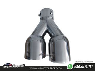 COLA DE ESCAPE INOX DE DOBLE SALIDA REDONDA 89MM - IZQUIERDA