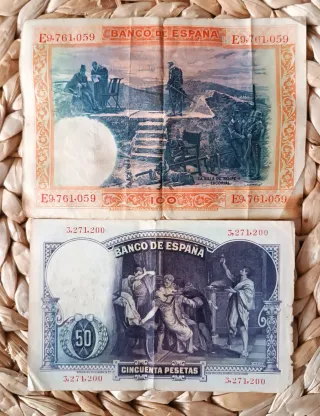 2 Billetes Españoles: 100 y 50 Pesetas