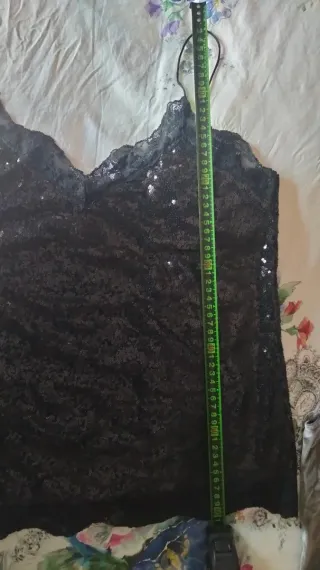 Top Vila lentejuelas negro y plata