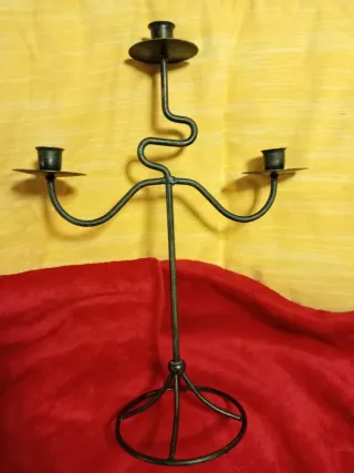 Portacandele in ferro nero 3 luci