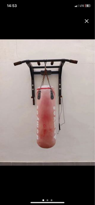 Barra dominadas y saco de boxeo Domyos