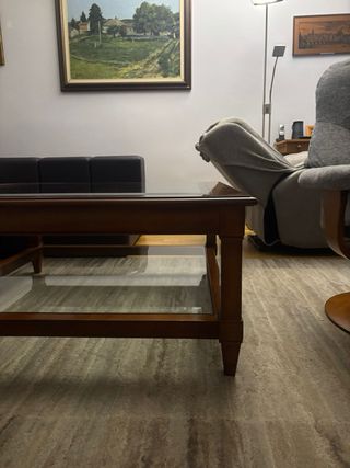 Mesa centro madera y cristal