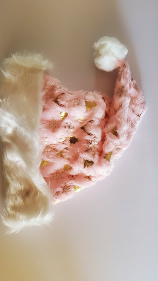 2 Cappelli Natalizi Rosa con Peluche Bianco