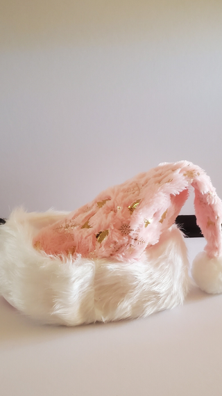 2 Cappelli Natalizi Rosa con Peluche Bianco