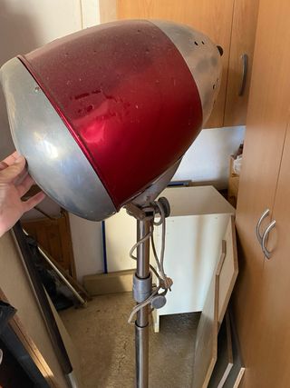 Lámpara de pie vintage roja y plateada