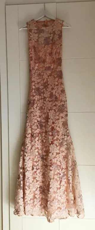 Vestido fiesta encaje floral rosa Talla S