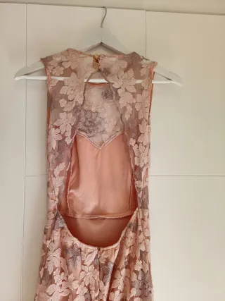 Vestido fiesta encaje floral rosa Talla S