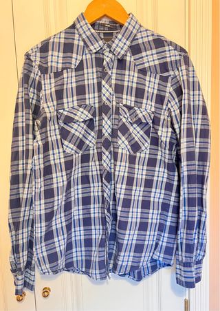 Camisa H&M cuadros azul y blanco
