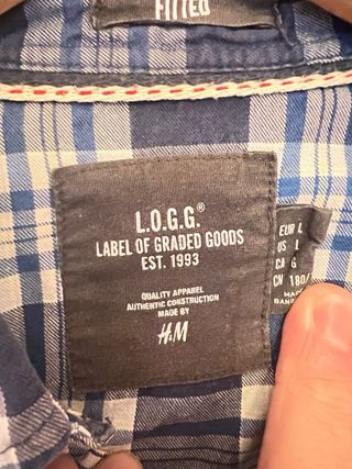 Camisa H&M cuadros azul y blanco