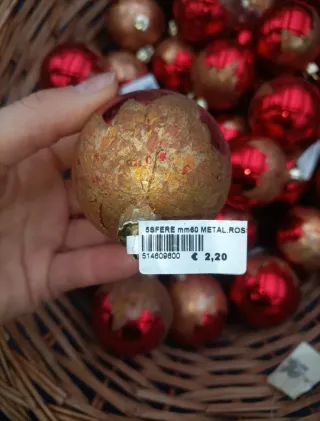 Set 13 Sfere Natalizie Rosse Effetto Vetro 6cm