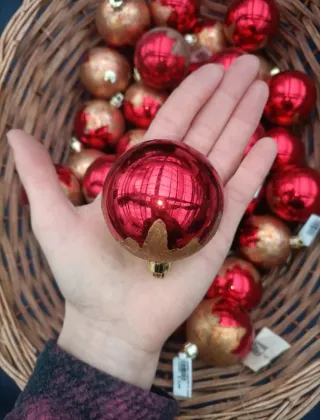 Set 13 Sfere Natalizie Rosse Effetto Vetro 6cm