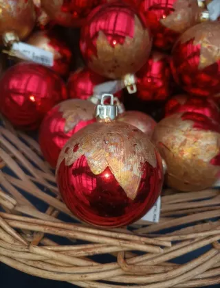 Set 13 Sfere Natalizie Rosse Effetto Vetro 6cm