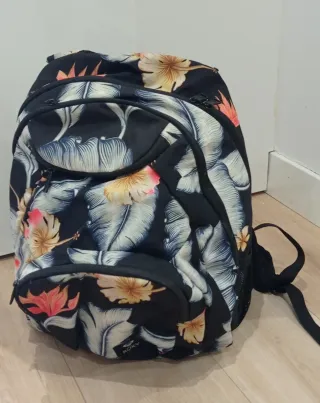 Mochila Roxy Estampada Floral Negra
