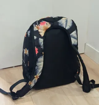 Mochila Roxy Estampada Floral Negra