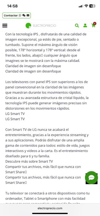 Smart TV LG 42 blanco y plata