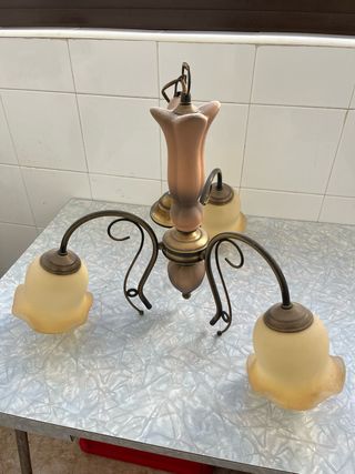 Lámpara antigua Leysa Beige/Dorado Cristal/Metal