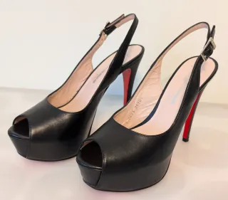 Zapatos Angari cuero negro y suela roja talla 38